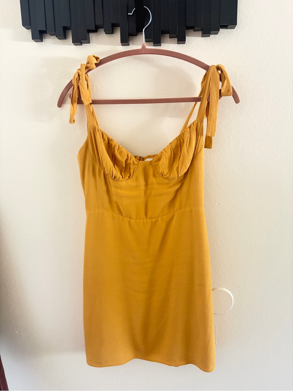 Aritzia Wilfred A-line mini dress in mustard yellow